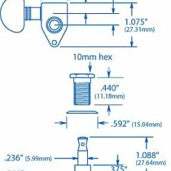 Empire Guitars Accessories Grover 102N Rotomatic Guitar Tuning Keys 3+3 Tuning Heads