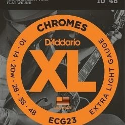 Empire Guitars Accessories D'Addario ECG23 XL Chromes Flatwound Electric Guitar Strings, Extra Light Gauge