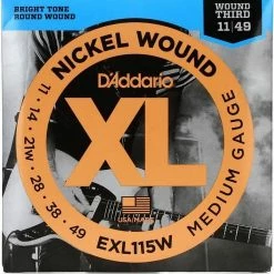 Empire Guitars Accessories D'Addario EXL115w Nickel Wound Electric Guitar Strings, 11-49 Gauge Wound 3rd