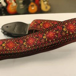 Empire Guitars Souldier Hendrix Maroon Guitar Strap With Black Leather Ends Gold Hardware*Free Shipping In The USA* Accessories