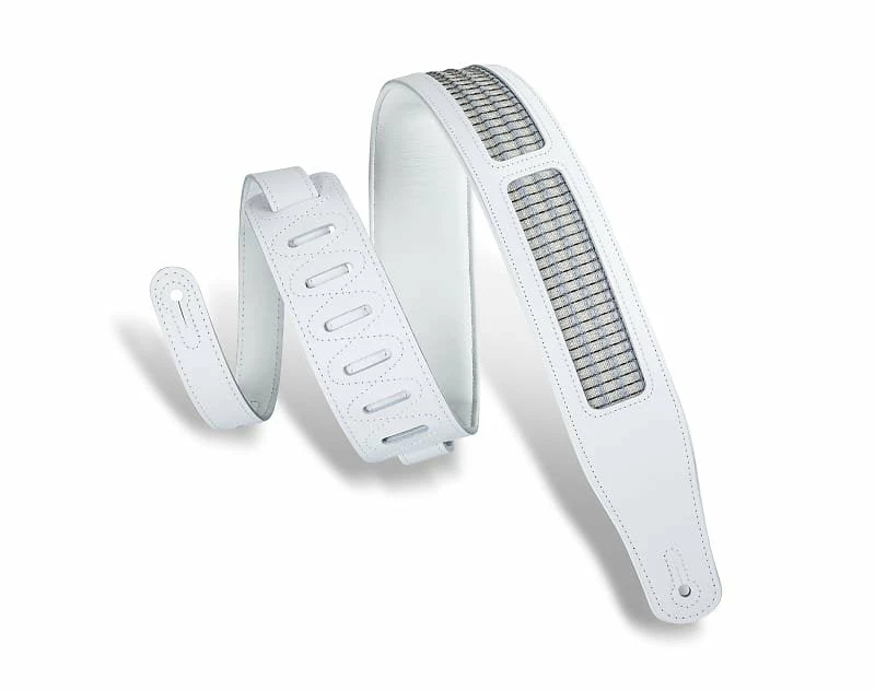 Empire Guitars Levy's MCG26A 2.5" White & Blue Leather Guitar Strap *Free Shipping In The USA* 1 Empire Guitars Levy's MCG26A 2.5" White & Blue Leather Guitar Strap *Free Shipping In The USA*