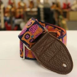 Empire Guitars Souldier Guitar Strap Owls Orange With Brown Leather Ends *Free Shipping In The USA* Accessories