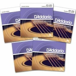 Empire Guitars D'Addario EJ26 Phosphor Bronze Acoustic Strings, Custom Light, 11-52, 5 Sets *Free Shipping In The US*