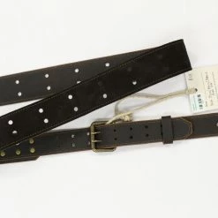 Awlgoods Handcrafted Leather Guitar Strap Double Hole Dark Brown/Brown With Light Brown Stitching Accessories