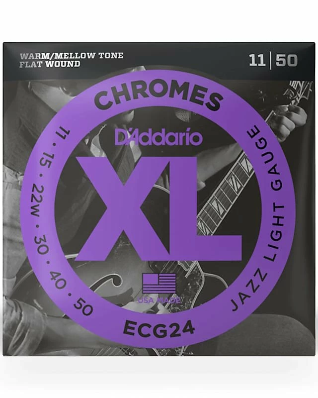 Empire Guitars D'Addario ECG24 XL Chromes Flatwound Electric Guitar Strings, Jazz Light Gauge Standard 1 Empire Guitars D'Addario ECG24 XL Chromes Flatwound Electric Guitar Strings, Jazz Light Gauge Standard