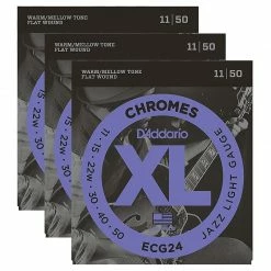 Empire Guitars Accessories D'Addario ECG24 XL Chromes Flatwound Electric Guitar Strings, 11-50, 3 Packs *Free Shipping In The US*