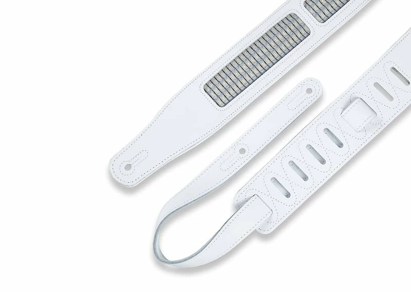 Empire Guitars Levy's MCG26A 2.5" White & Blue Leather Guitar Strap *Free Shipping In The USA* 2 Empire Guitars Levy's MCG26A 2.5" White & Blue Leather Guitar Strap *Free Shipping In The USA*