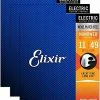 Empire Guitars Accessories Elixir 12102 Nanoweb Steel Electric Guitar Strings -Medium(11-49)-3 Packs *Free Shipping In The USA*