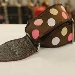 Empire Guitars Souldier Guitar Strap Polka Dots Pink Brown Leather Ends *Free Shipping In The USA* Accessories