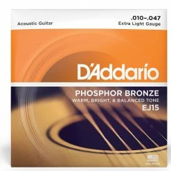 Empire Guitars Accessories D'Addario EJ15 Phosphor Bronze Acoustic Guitar Strings, Extra Light Gauge