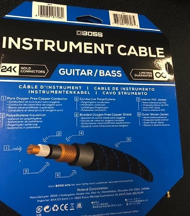 Boss BIC-10A 1/4" Straight To Right-Angle Guitar/Instrument Cable - 10' *Free Shipping In The USA* 2 Boss BIC-10A 1/4" Straight To Right-Angle Guitar/Instrument Cable - 10' *Free Shipping In The USA*