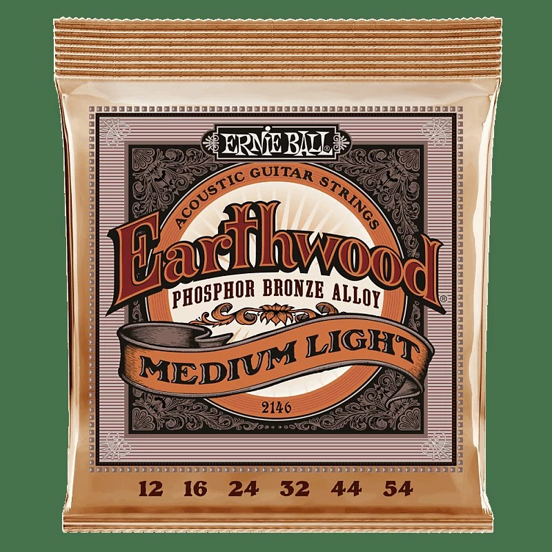 Empire Guitars Ernie Ball Phosphor Bronze Medium Light Earthwood Acoustic Guitar Strings (12-54) PO2146 Accessories 1 Empire Guitars Ernie Ball Phosphor Bronze Medium Light Earthwood Acoustic Guitar Strings (12-54) PO2146 Accessories