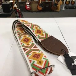 Empire Guitars Souldier Guitar Strap Diamante Multi Color W/ Brown Leather Ends *Free Shipping In The USA* Accessories