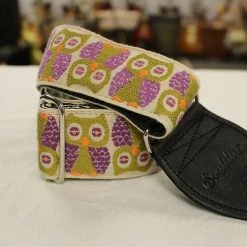 Empire Guitars Souldier Guitar Strap Owls Purple W/ Black Leather Ends *Free Shipping In The USA*