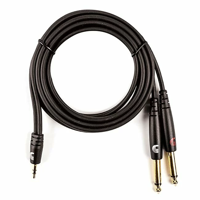 Empire Guitars D'Addario Custom Series 1/8" Stereo Plug To Dual 1/4" Plugs Audio Cable (6') PW-MPTS-06 Accessories 1 Empire Guitars D'Addario Custom Series 1/8" Stereo Plug To Dual 1/4" Plugs Audio Cable (6') PW-MPTS-06 Accessories