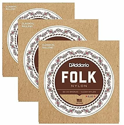 Empire Guitars Accessories D'Addario EJ33 Folk Nylon Guitar Strings Ball End 80/20 Bronze/Nylon-3 Packs *Free Shipping In USA* 1 Empire Guitars Accessories D'Addario EJ33 Folk Nylon Guitar Strings Ball End 80/20 Bronze/Nylon-3 Packs *Free Shipping In USA*