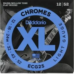 Empire Guitars D'Addario ECG25 XL Chromes Flatwound Electric Guitar Strings, Light Gauge Standard